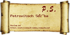 Petrovitsch Sába névjegykártya